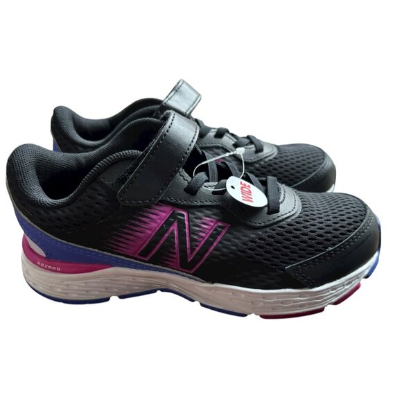 NWOT New Balance 680 V6 Girls 1 Wide Preschool Running Shoe Black Magenta - Picture 1 of 8